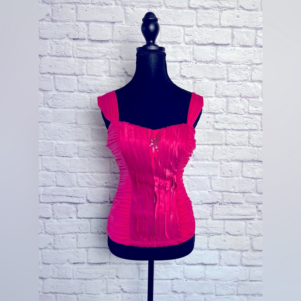 XOXO Ruched Tank Top with Ruffle Details and Sequins size S
